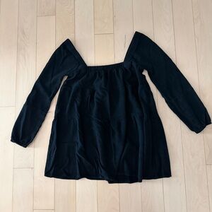 Black Square Neck Flowy Tiered Top